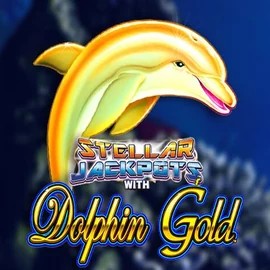 Dolphin Gold with Stellar Jackpots online game logo by Lightning Box Game on zumobets.co.nl
